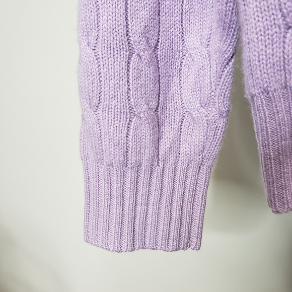 Ralph Lauren Black Label Lavender Cable Knit Cashmere Sweater Size Small - Picture 8 of 10